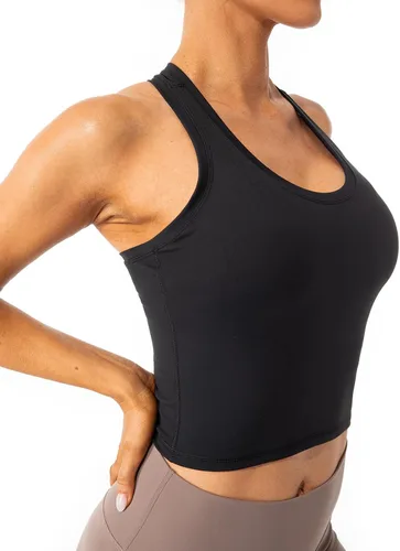 Vista 6 de Ukaste Camiseta sin mangas de entrenamiento para mujer, con espalda cruzada, sin mangas, para yoga, correr