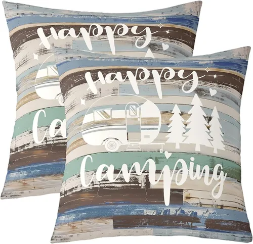 Vista 12 de Funda de almohada reversible con estampado para cama o sofá, decoración de coche de campamento, funda de cojín decorativa de granja occidental de 16
