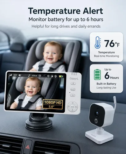 Vista 8 de Cámara inalámbrica para coche de bebé para asiento trasero 5 Blanco a