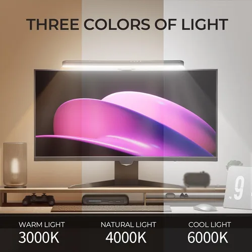 Vista 8 de Barra de luz para monitor curvada, retroiluminación RGB, lámpara