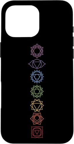 Vista 19 de Funda para iPhone 13 Pro Max, regalo espiritual Zen Rainbow Chakras alineados para amantes del yoga
