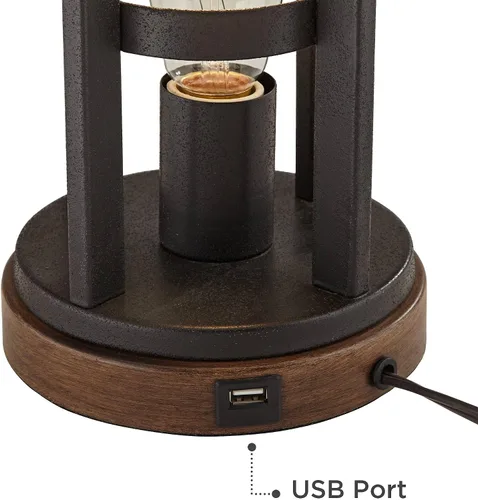 Vista 14 de Franklin Iron Works Lucas - Juego de 2 lámparas de mesa occidentales de 26 pulgadas de alto con puerto de carga USB y luz nocturna, pantalla LED