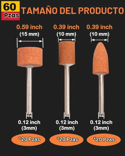 Vista 6 de Juego de piedras de molienda, paquete de 60 brocas rotativas