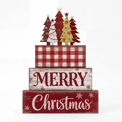 Vista 10 de Moucuny 4 piezas de decoración de mesa de Navidad rosa de chocolate caliente de cacao escalonado, decoración de bandeja escalonada, letrero