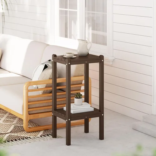 Vista 2 de WestinTrends Malibu Adirondack HDPE - Mesa auxiliar de 2 niveles para patio, 36 pulgadas, color marrón oscuro