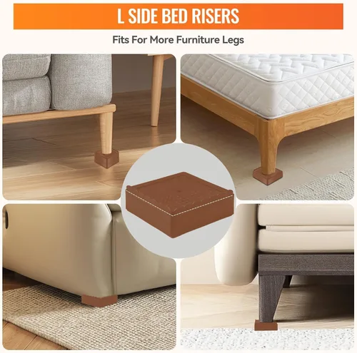 Vista 4 de shouwuhho Elevadores de muebles, paquete de 4 elevadores de cama con agarre antideslizante y soporte resistente, elevación de 1 pulgada, 2 pulgadas