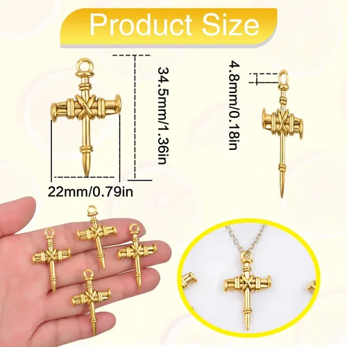 Vista 2 de 50 dijes de cruz de aleación religiosa cristiana Jesús Crucifijo Crucifijo, suministros de manualidades para manualidades, collares, pulseras