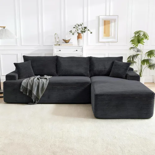 Vista 24 de Sofá modular Cloud de 108 pulgadas, moderno sofá deshuesado con otomana móvil, sofá modular de asiento profundo, sofás esquineros de pana para sala