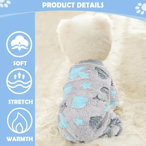 Vista 2 de Pijama de forro polar para perro macho, pijamas de otoño e invierno, ropa linda para cachorros extra pequeños, jumpsuit de suéter para perro de 4
