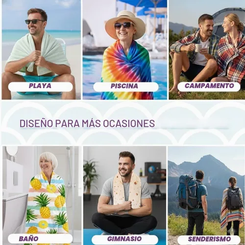 Vista 6 de LIVILAN Toalla de playa grande con diseño de gato gatito, microfibra suave, absorbente, de secado rápido, sin arena, ligera, multiuso para baño