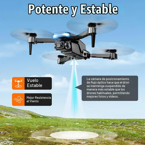 Vista 3 de Dron con cámara, dron plegable FPV 1080P con soporte de altitud estable, control de gravedad, vuelo según trayectoria, lente ajustable de 90°