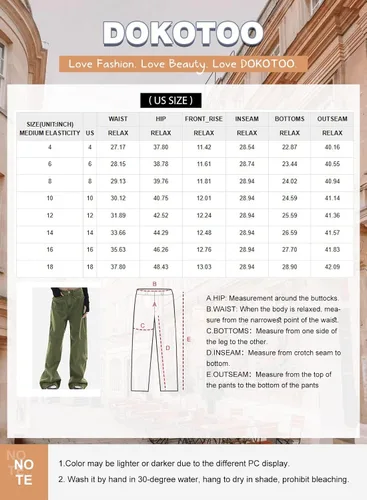 Vista 5 de Dokotoo Pantalones cargo para mujer, holgados, de pierna ancha, cintura alta, pantalones casuales de jean elásticos