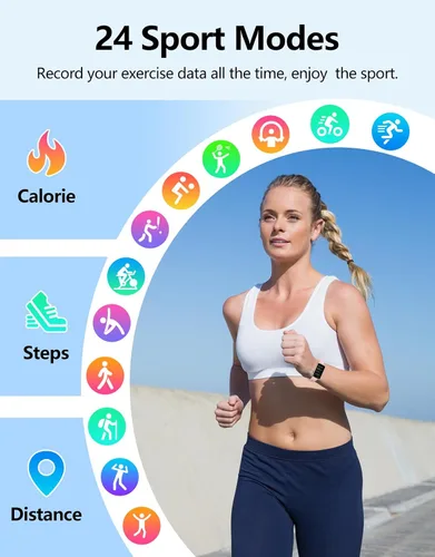 Vista 4 de Rastreador de actividad física con monitor de frecuencia cardíaca, sueño, oxígeno en sangre, reloj delgado para mujeres y hombres, IP68, podómetro