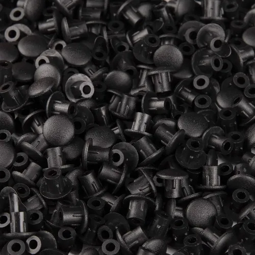 Vista 3 de 300 tapones de plástico de 0.173 in 0.17 pulgadas para tapa de perforación, tapones para silla, gabinete, armario, estante, color negro