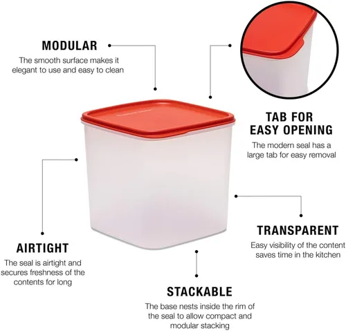 Vista 5 de Tupperware Contenedor cuadrado Smart Saver, 3,9 litros, el color puede variar