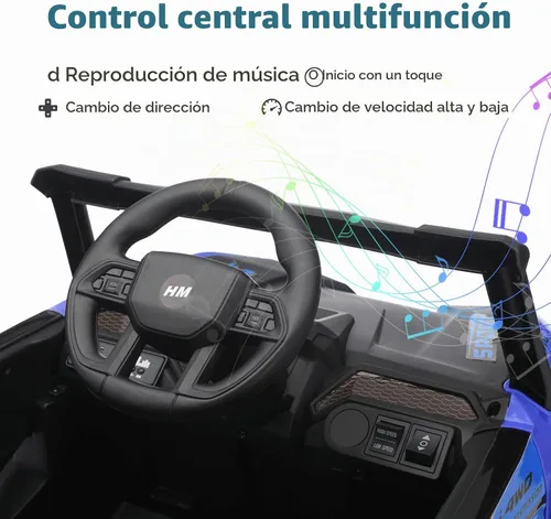 Vista 5 de Coche eléctrico de 12 V para niños, juguetes con control remoto, UTV para Azul