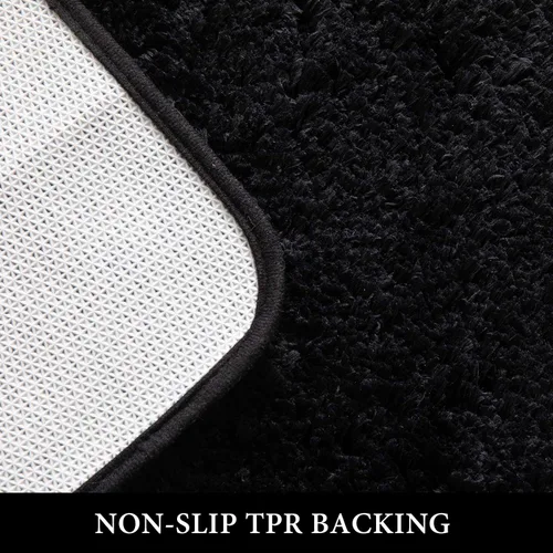 Vista 4 de MIULEE Alfombras de baño negras, suaves y pequeñas, absorbentes, antideslizantes, de secado rápido, esponjosas, para baño, bañera y duchas, lavables