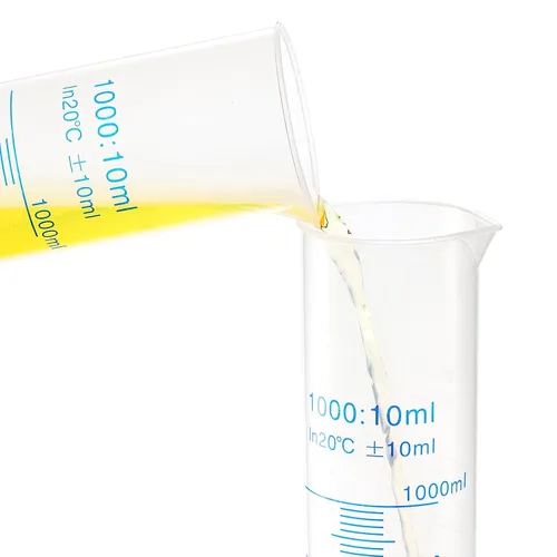 Vista 4 de Bekith Paquete de 4 cilindros graduados de plástico de 33.8 fl oz con base estable, cilindro de medición de plástico de 2 caras, cilindro