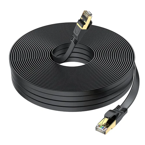 Vista 19 de Cable Ethernet Cat 8 de 3 pies, cable de red LAN de alta velocidad para exteriores e interiores, cable de conexión SFTP chapado en oro RJ45 de 40