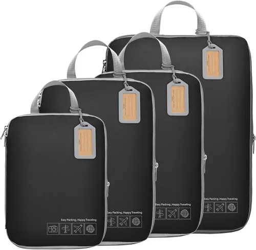 Vista 19 de Cambond - Cubos de compresión para viajes de mujer - Bolsas de viaje expandibles, organizadores de equipaje, esenciales de viaje, cubos de 01 Sandía