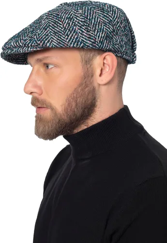 Vista 2 de GORRA DE BOY DE 8 PANELES DE LANA TWEED BOY, GORRA PLANA BAKER BOY, GORRA DE INVIERNO PARA HOMBRE verde azulado