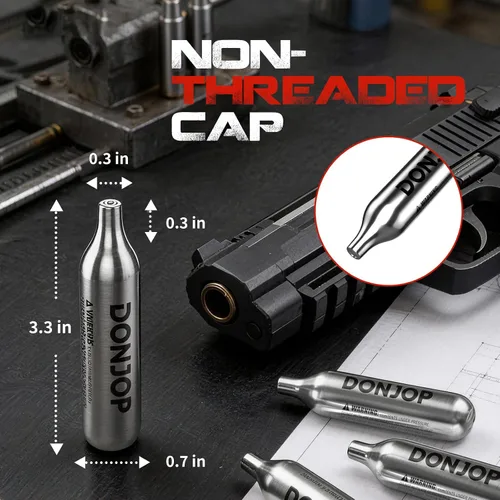 Vista 7 de 12G CO2 Cartridges Non-Threaded, CO2 cartridges BB Gun, CO2 BB Pistol, CO2 Airsoft Pistol, and C02 Paintball Markers,Snug Fit & Solid Seal