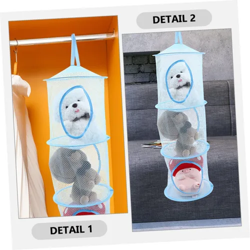 Vista 6 de Hemoton 2 redes de almacenamiento de animales de peluche, organizadores plegables para habitación de niños y niñas, prácticas hamacas colgantes