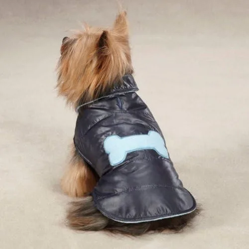 Vista 2 de Casual Canine poliéster nieve Puff chaleco de perro, XS, 10-Inch, azul marino