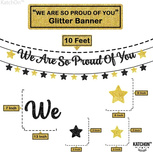 Vista 4 de KatchOn, Cartel con texto en inglés «We are So Proud of You» («We are So Proud of You») – Cartel de felicitaciones para decoraciones de graduación