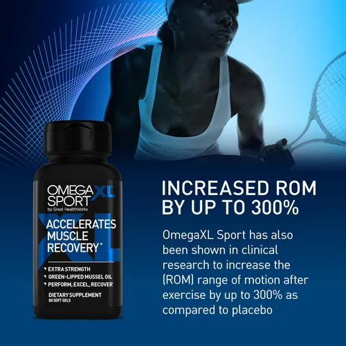 Vista 6 de OmegaXL Sport Suplemento de Recuperación Muscular de Fuerza Extra y Apoyo Respiratorio - Mejora el DOMS y ROM, Aceite de Mejillón de Labios Verdes