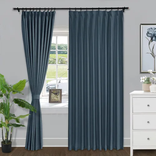 Vista 16 de Fcosie Cortinas opacas de lino de 63 pulgadas de largo, cortinas plisadas para barra transversal, cortinas con aislamiento térmico para comedor