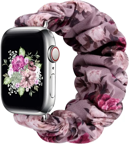 Vista 18 de Greatfine - Correa elástica para reloj Apple Watch Scrunchie de 38mm 40mm 42mm 44mm, correa elástica suave, con iWatch Series 6 SE 5 4 3 2 1, S L