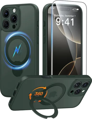 Vista 67 de FNTCASE Funda para Samsung Galaxy Z Flip 8 con soporte magnético giratorio de 360 grados, color negro Compatible con MagSafe, protección completa