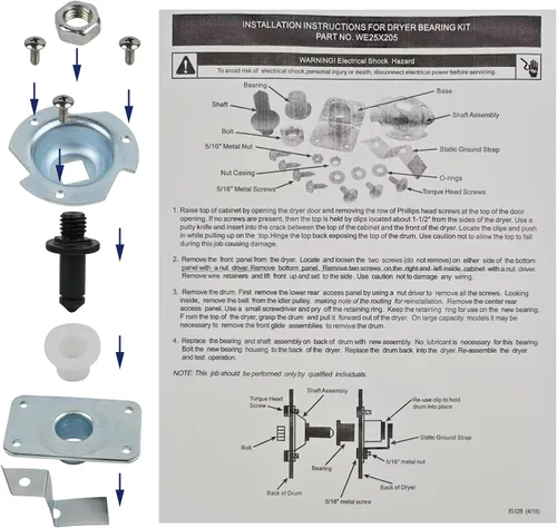 Vista 3 de WE25X205 Secadora Kit de rodamiento de tambor trasero para GE Hotpoint WE25M40 AP2619300 PS267529