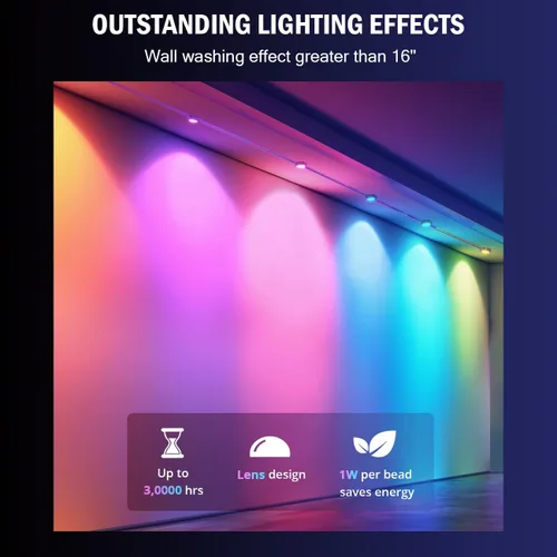 Vista 5 de wowlite Luces exteriores permanentes de 50 pies, luces inteligentes RGBIC para aleros con 36 LEDs, impermeables IP67, más de 110 modos de escena