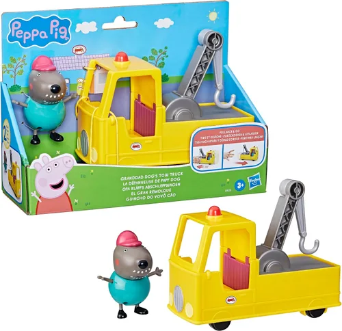 Vista 12 de Peppa Pig Juego de vehículos de construcción y figuras de camión de remolque del abuelo, juguetes preescolares para niños y niñas de 3 años