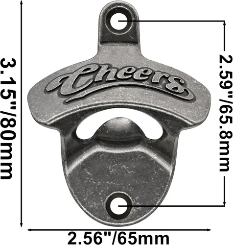 Vista 4 de Magnetic Beer Bottle Cap Opener Wall Mounted Stainless Silver Aged Silver