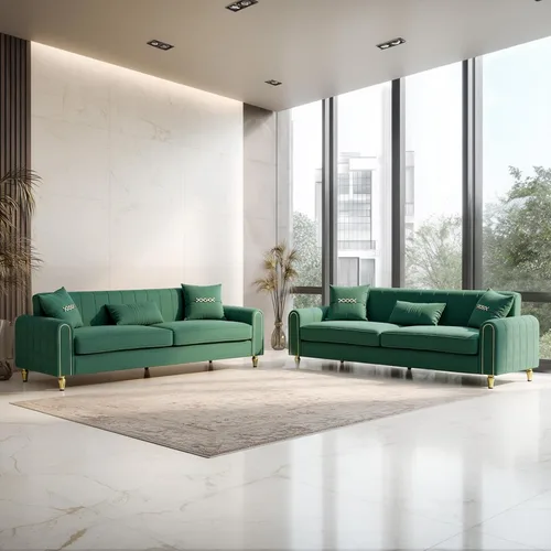 Vista 12 de Sofá de terciopelo de 87.5 pulgadas, sofá de 3 plazas, cómodo y moderno, con 3 almohadas suaves, sofá tapizado para sala de estar, dormitorio