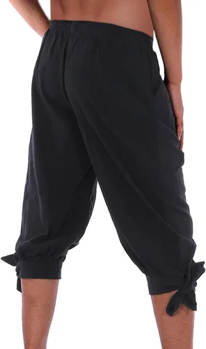 Vista 3 de Pantalones al tobillo para hombre, tipo medieval, vikingos, traje de navegante o pirata, pantalones renacentistas, góticos