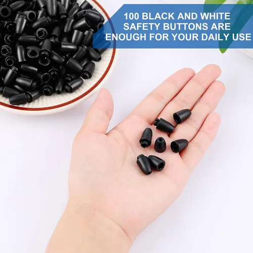 Vista 4 de WILLBOND 100 cierres separables para collares, cierres de pulsera de seguridad de plástico para cordón, conectores de barril de cuentas para Negro