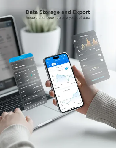Vista 5 de GoveeLife Termómetro Higrómetro Bluetooth H5110 de 262 pies, Mini Sensor de Temperatura y Humedad con Notificaciones de Aplicación, Exportación