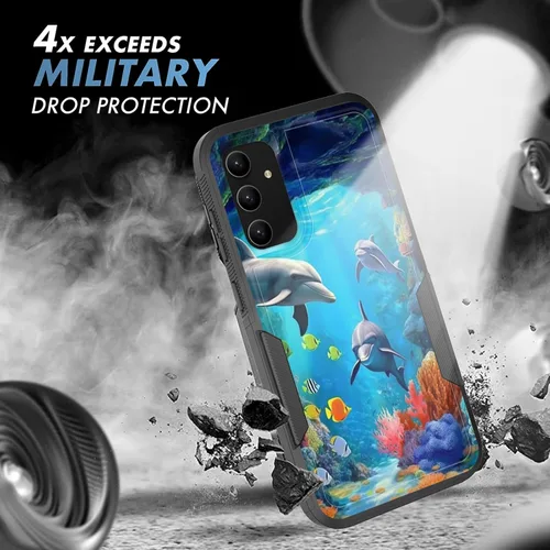 Vista 738 de Funda para Galaxy A14 5G, resistente de doble capa híbrida de policarbonato duro, goma suave, a prueba de golpes, funda protectora resistente