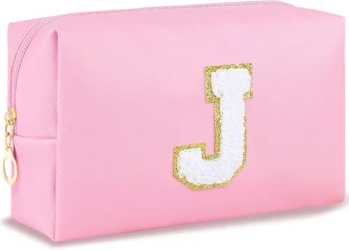 Vista 122 de URSKYTOUS Regalos para niñas, bolsa de maquillaje con inicial, bolsa de cosméticos personalizada con cremallera, bonita bolsa de aseo de viaje, Azul