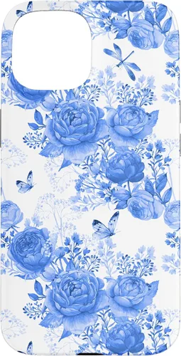 Vista 6 de Funda para iPhone 16 French Country Floral Azul Blanco Toile Grandmillennial Roses