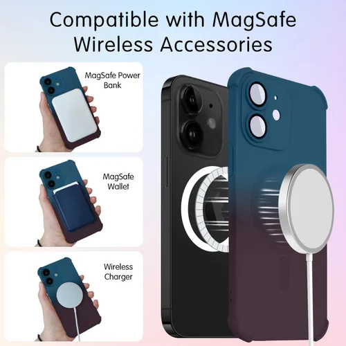Vista 2 de Funda magnética para iPhone 12 de 6.1 pulgadas con protector de lente de cámara, protección contra caídas [compatible con Magsafe] Funda delgada