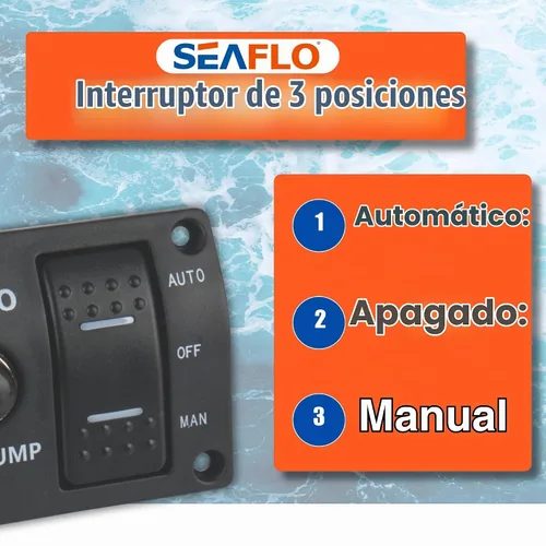 Vista 6 de SEAFLO Panel de interruptores de bomba de sentina de 3 vías (automático-apagado manual) 12v 24v con disyuntor integrado de 15 A