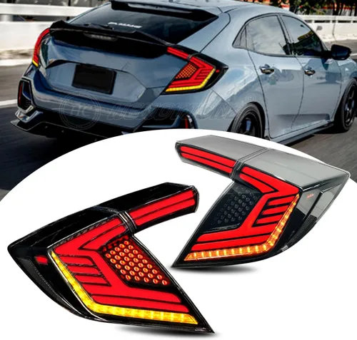 Vista 9 de HCmotion Conjunto de luces traseras LED para Honda Civic 10Th Gen Hatchback Tipo R FK7 FK8 2016-2021 con señal secuencial, animación LED DRL Start