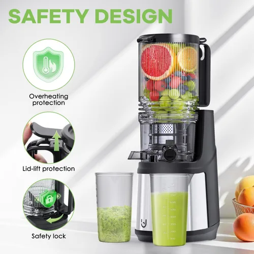 Vista 7 de EanOruus Cold Press Juicer, 5.8" Wide Feed Chute Juice Extractor Machine with 400W, High Juice Yield, Slow Masticating Juicer for Whole Vegetables &