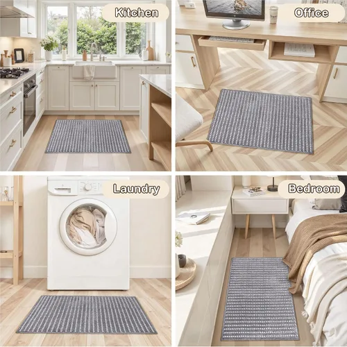 Vista 7 de Tyrot Alfombras de baño ultra absorbentes, 17 x 24 pulgadas, suaves y afelpadas, tapetes de baño para baño, antideslizante, respaldo de caucho