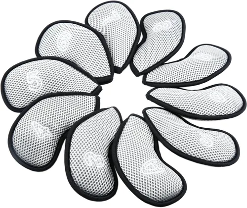 Vista 8 de 10 unids/pack nuevo Meshy Golf Iron Covers Set Golf Club Head Cover Fit Most Irons Iron Head Covers, With Numbers, Soft, Thick, Breathable, Fit